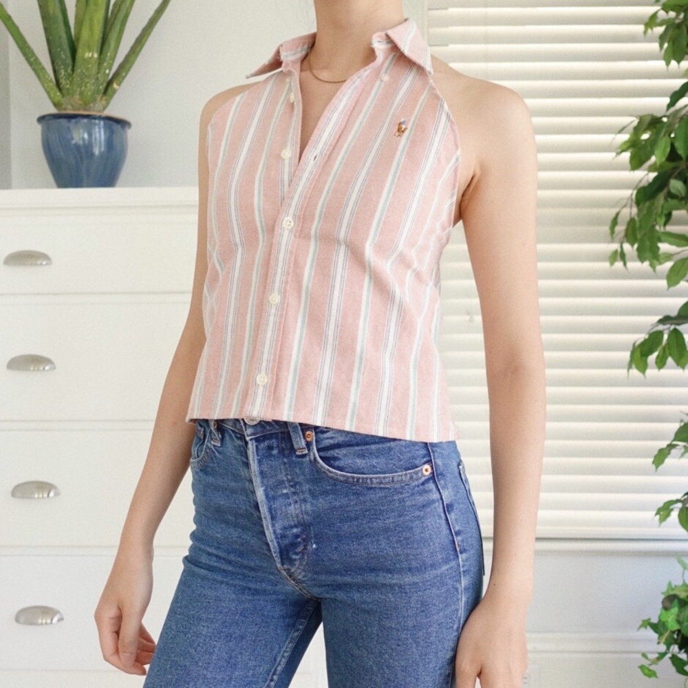 Reworked vintage Ralph Lauren halter crop top